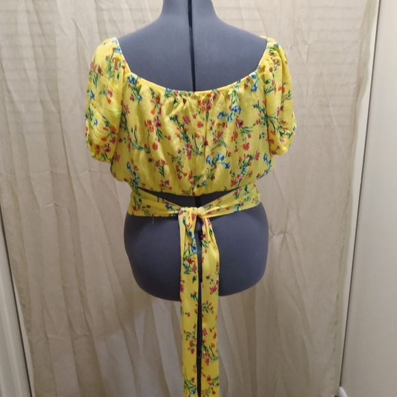Ambiance Floral Crop Top w/Ties Women's Size 1X - Picture 1 of 3